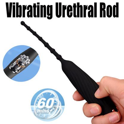 7.87'' Vibrating Urethral Sound With Four Smooth Beads - image 4