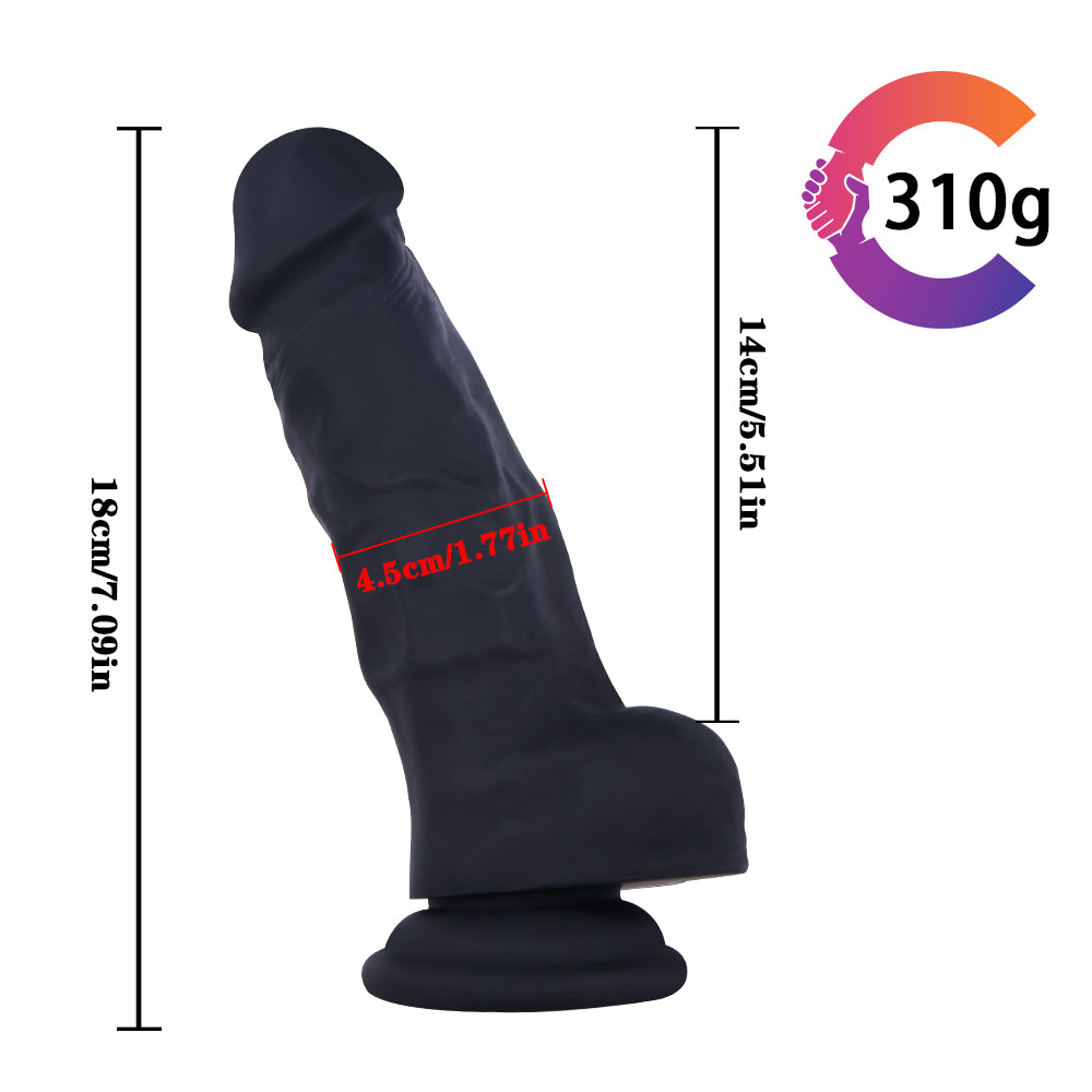 Realistic Veined Silicone Dildo - Black S - image 14