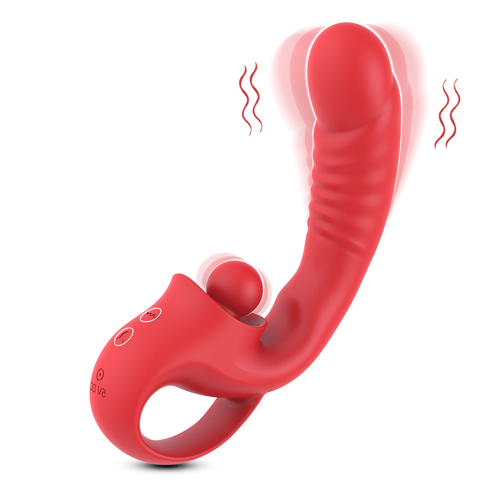 Clitoral G Spot Vibrator 2 in 1 Dildo Vibrator 10 Vibration Modes - Red - image 7