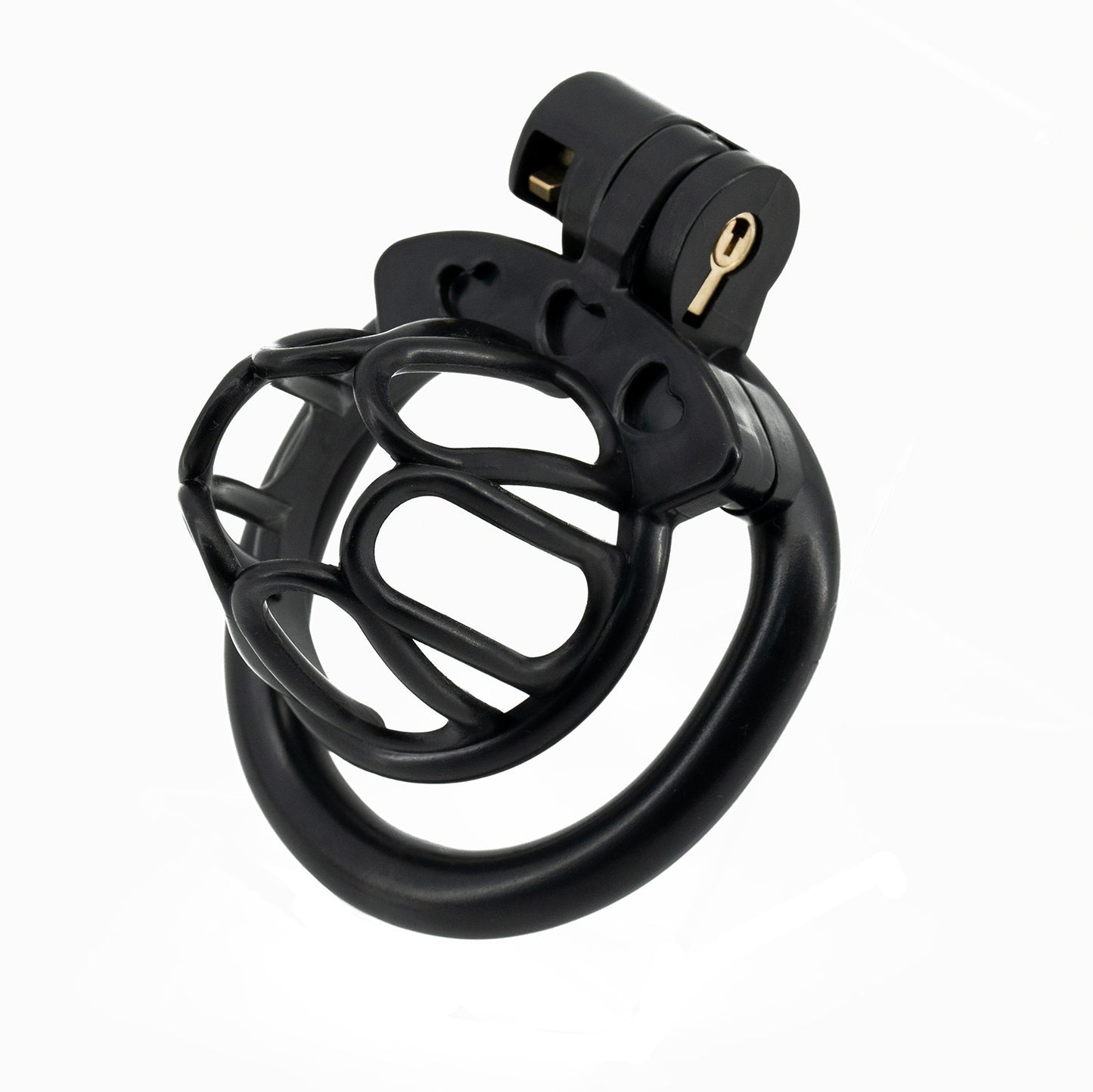 Open End Hollow Chastity Cage with 4 Rings - Black - image 7