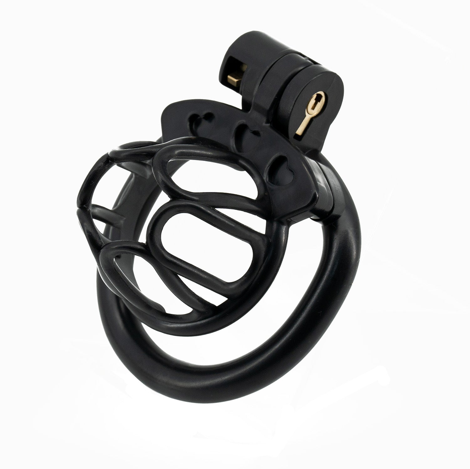 Open End Hollow Chastity Cage with 4 Rings - Black - image 7