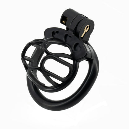 Open End Hollow Chastity Cage with 4 Rings - Black - image 7
