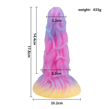 7.08'' Fantasy Monster Dildo with Multi-Texture Design & Glow-in-the-Dark Effect - Multicolor - image 3