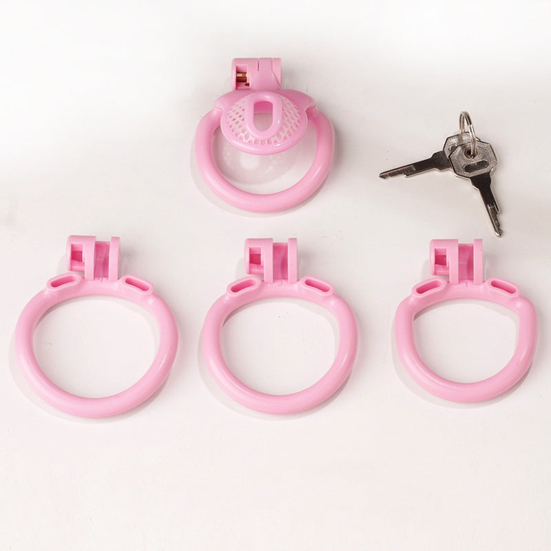 Innie/Micro/Stub Chastity Cage for Sissy Play with 3 Size Rings - B - Pink - Micro - image 11