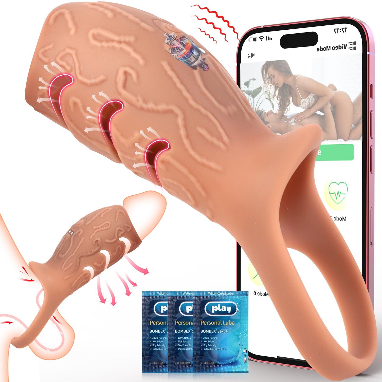 App Control Vibrating Penis Sleeve Cock Ring - image 4