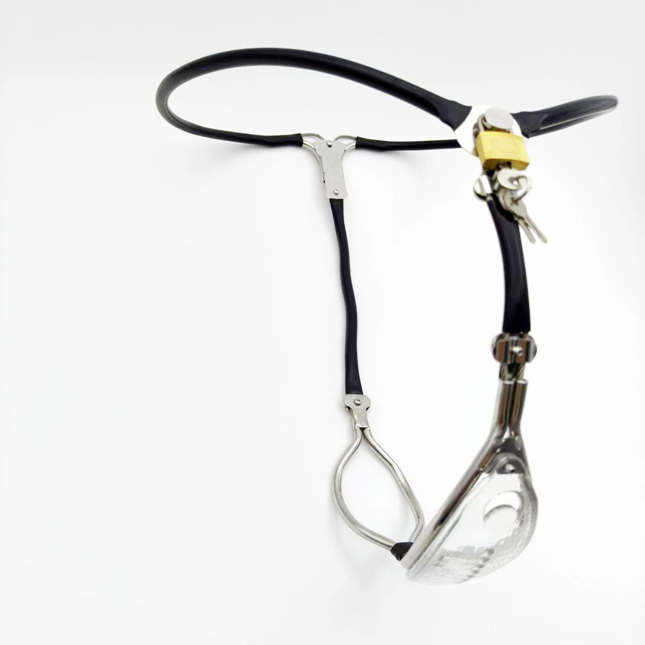 Stainless Steel Adjustable Chastity Belt Pro - Black – Waist 120–145 cm (47.2–57.1 in) - image 1