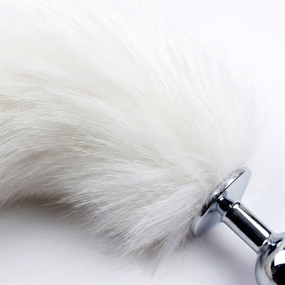 White Fox Tail Butt Plug • 18.1 Inch Tail - image 1