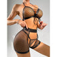 Sexy Fishnet Two Piece Lingerie Set – Backless Halter Top with Bow Tie & Matching Shorts - image 14