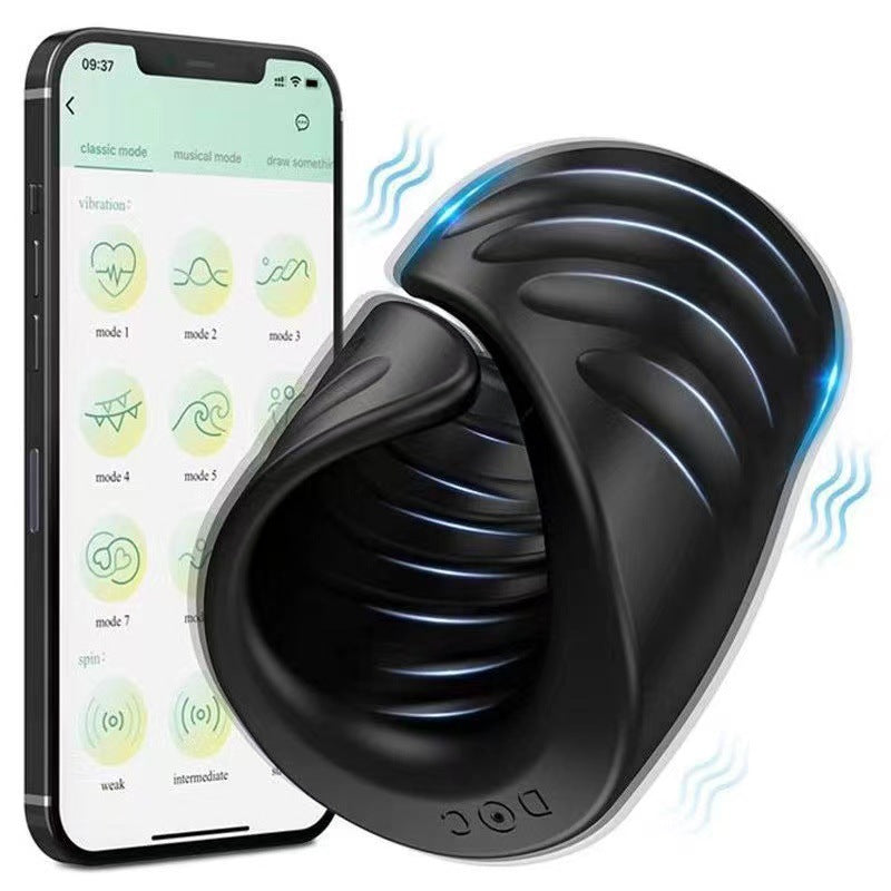 APP Control Vibrating Cock Ring Glan Ring - Black - image 0