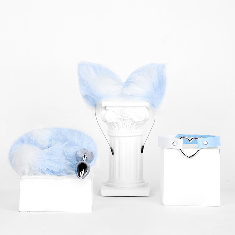 Three-piece Fox Tail Costume Set - Blue & White - image 10