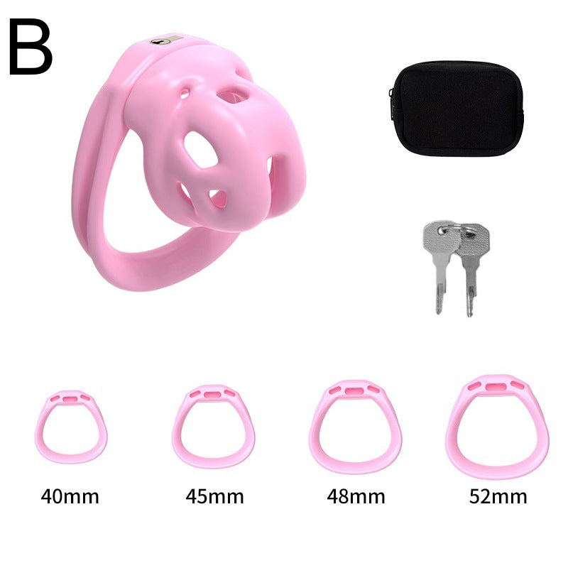 Adjustable ABS Chastity Cage – Lightweight & Discreet Lock for Long-Term Wear - B - Pink - image 4