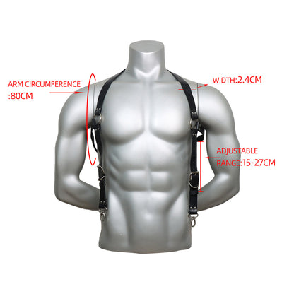 Men's Leather Body Harness Set with Suspenders & Leash – Adjustable BDSM Chest Harness for Roleplay & Fashion Statem - image 4