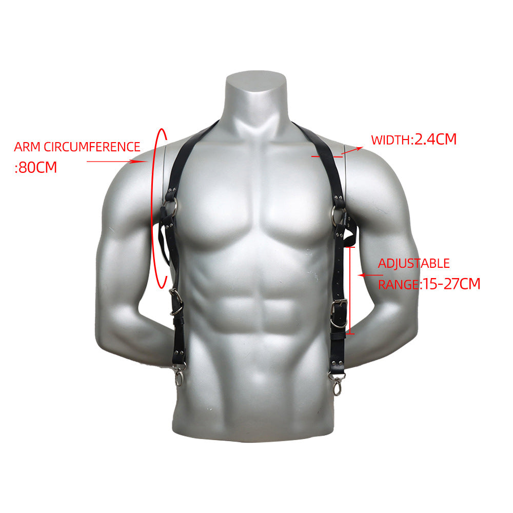 Men's Leather Body Harness Set with Suspenders & Leash – Adjustable BDSM Chest Harness for Roleplay & Fashion Statem - image 4
