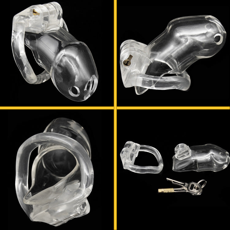 Sissy Bitch High Security Keyed Tumbler Locking Male Chastity With 4 Base Cock Ring Sizes - Clear - image 4