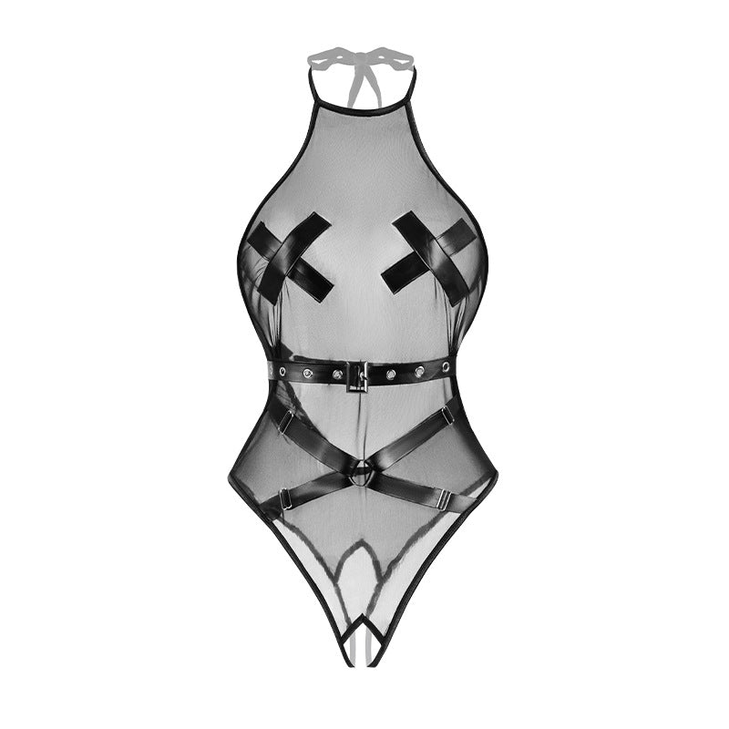 Midnight Rose · Sheer Halter Bodysuit - Black - image 3