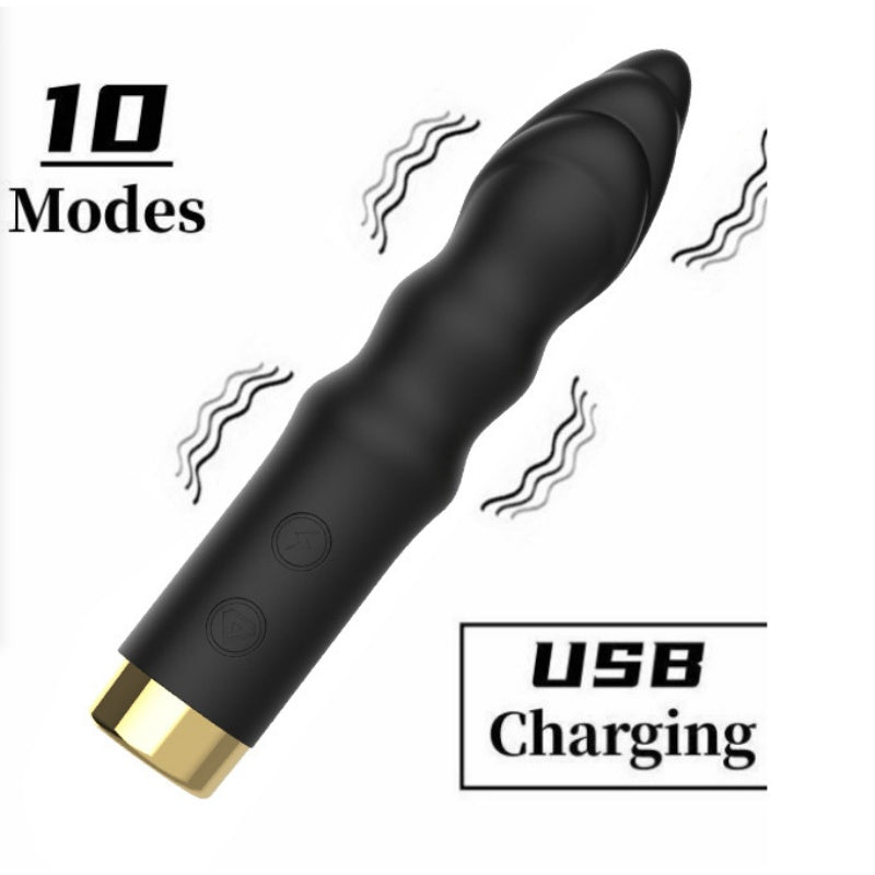 Anal Beads Vibrator – 10-Speed Silicone Massager for Prostate/G-Spot - C - Black - image 9
