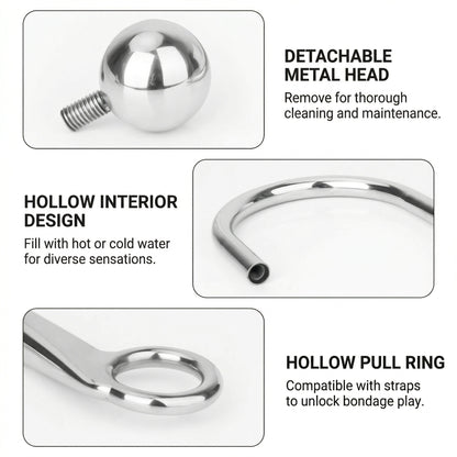 Mirror-polished Stainless Steel Hook Massager With Control Ring - image 2