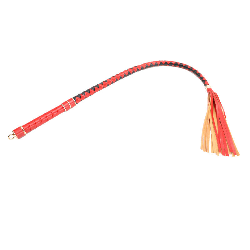 90cm Braided Single-tail Whip With Loose-strand Tip - Red & Black - image 4