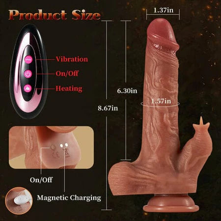 9 Vibrating Tongue Licking Heating Realistic Dildo - 475g - image 0
