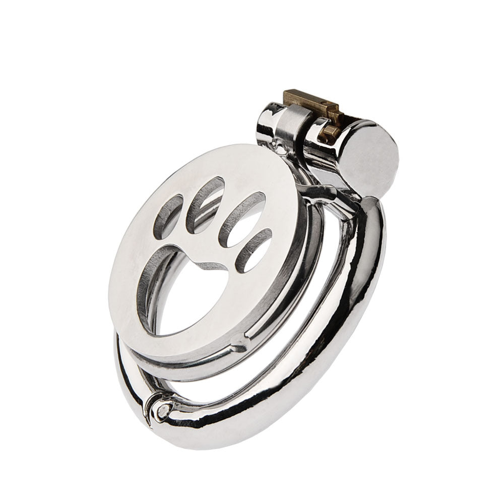 Stainless Steel Cat Paw Chastity Cage with Quick-Lock Clasp – Cute & Secure Design for BDSM Play - 55mm - image 2