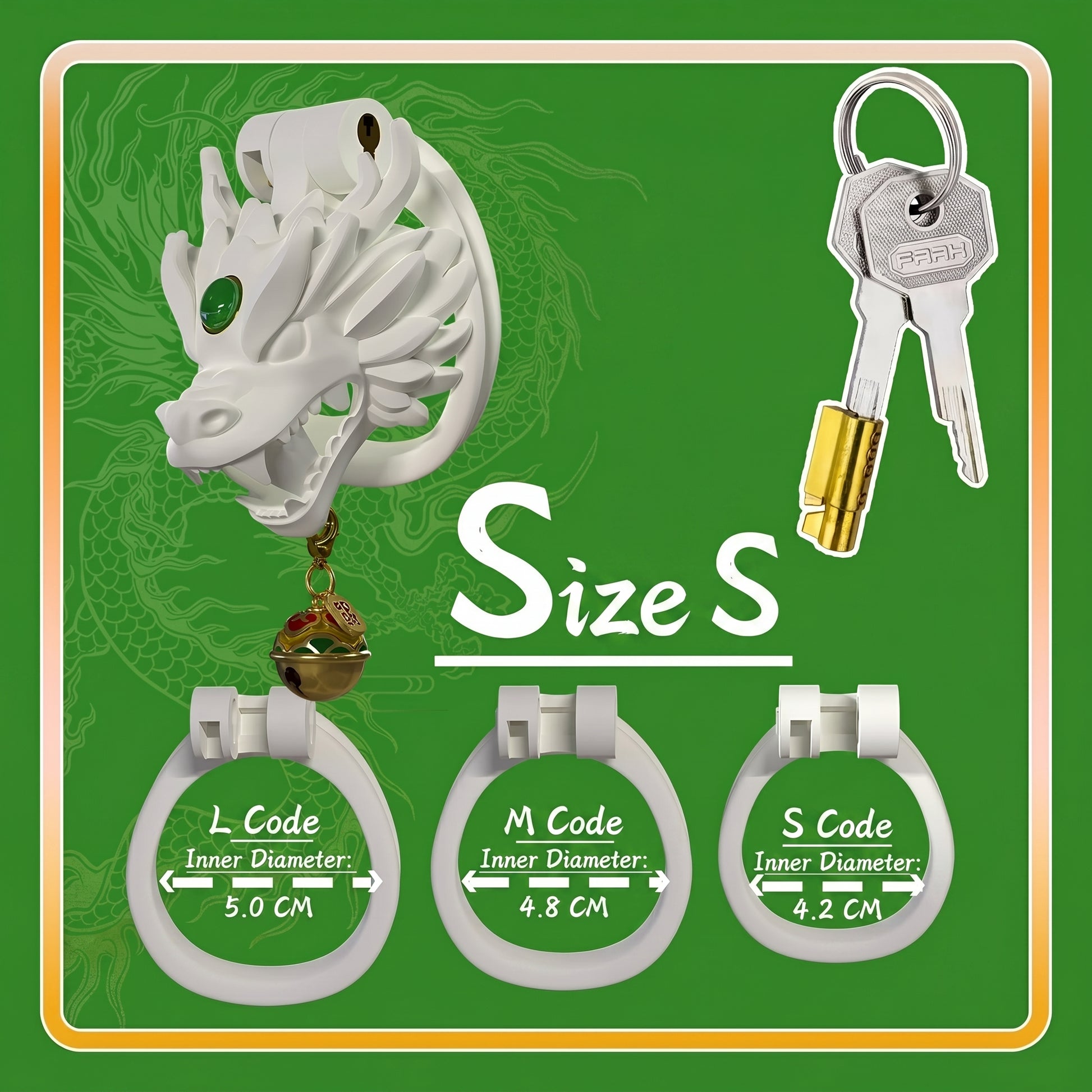 Dragon Guardian Bell Collar Chastity Cage - Green - S - image 6