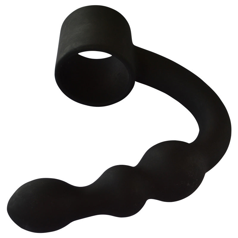 Dual Cock Ring With Anal Plug - Black - image 0