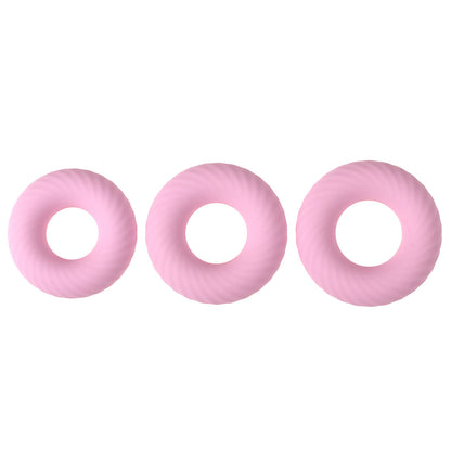 Thickened Cock Rings - pink SML set - image 3