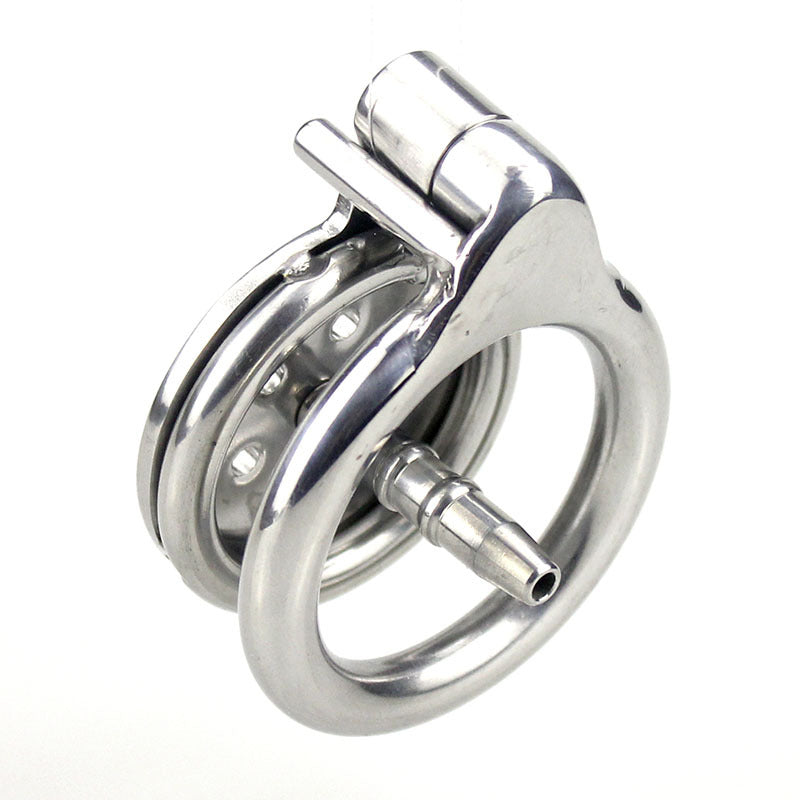 Tiny Metal Chastity Device 0.62 Inches Long - 50mm ring with catheter - image 2