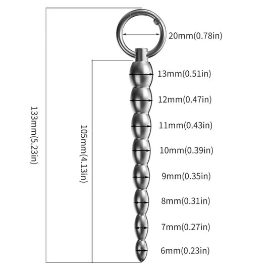 Stainless Steel Beaded Urethral Sound – Gradual Size Trainer for Deep Stretching & Intense Play - M - image 1