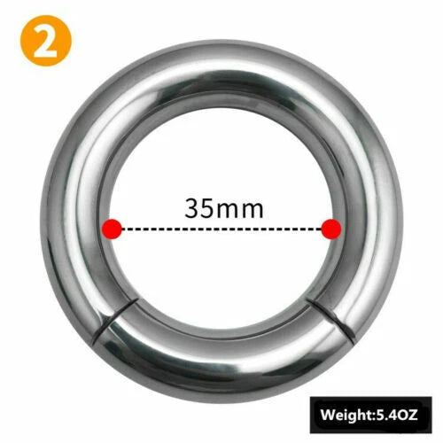 Magnetic Stainless Steel Ball Stretcher Weight Man Enhancer Chastity Ring - 35mm - image 6