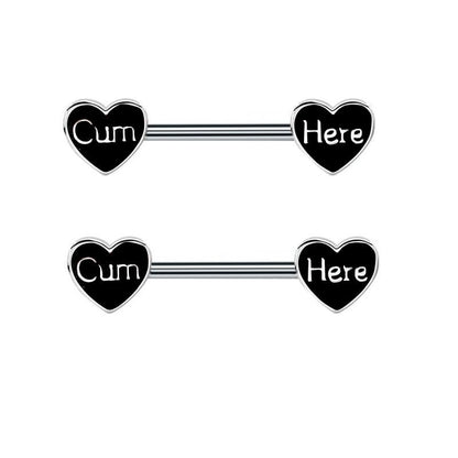 Hear Shape Fxxk Me Nipple Piercing Ring - cum here - image 2