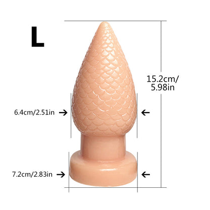 Textured Silicone Butt Plug  - Flesh Tone L - image 13