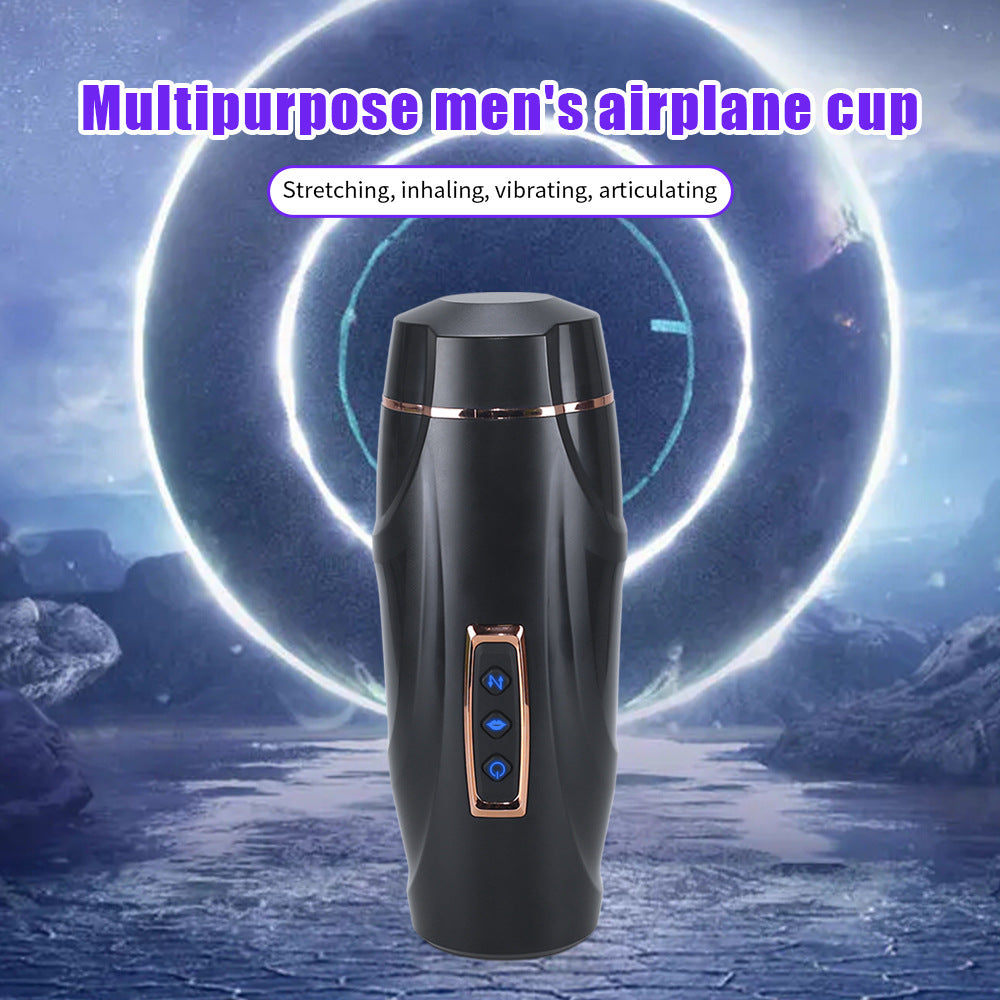 Automatic Telescoping Stroker With Suction & Vibration - Black - image 3