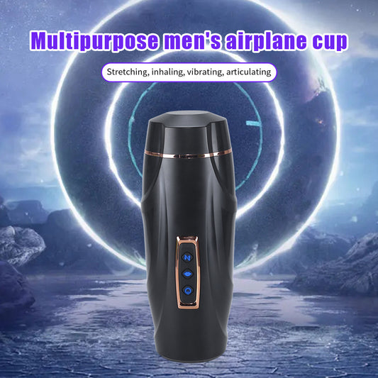 Automatic Telescoping Stroker With Suction & Vibration - Black - image 3