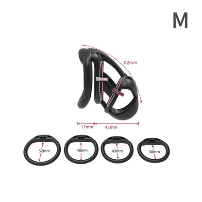 StealthCore Male Chastity Cage - Black M Flat Ring - image 2