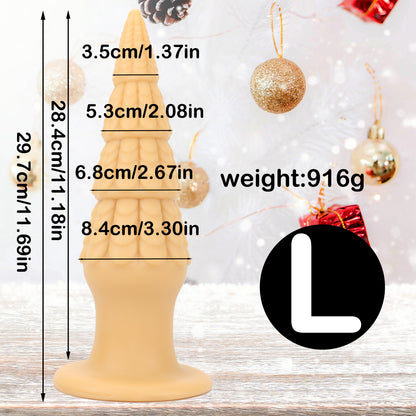 Christmas Tree Spiral Cone Suction Cup Anal Plug - Flesh Tone L - image 4