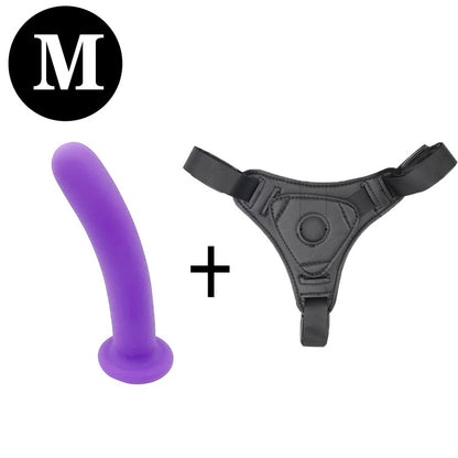 Silicone Strap-on Dildo - Purple - M - image 6