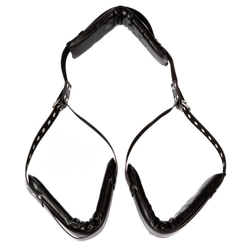 M-Shape Leg Spreader Restraint – Soft, Durable PU Leather BDSM Toy for Beginners & Advanced - Black - image 2
