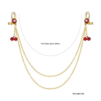 Crystal Chain-linked Nipple Ring  - Red - image 0