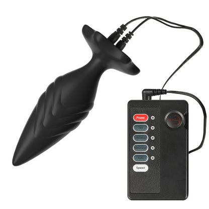 Electro-Stimulating Patterned Butt Plug - Black - image 0