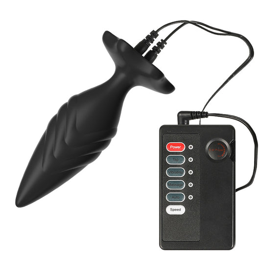 Electro-Stimulating Patterned Butt Plug - Black - image 0