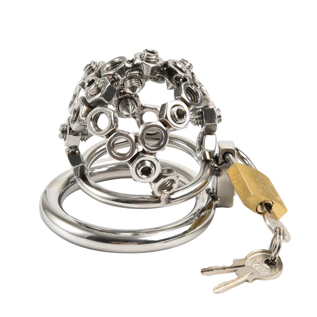 Chained Sissy Metal Welded Circles Chastity Cage - image 0