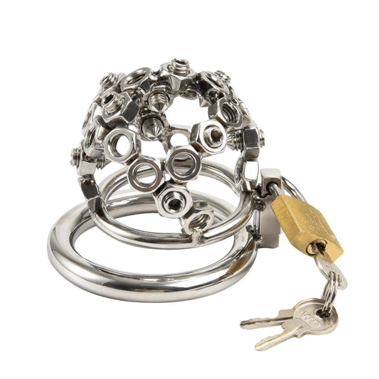 Chained Sissy Metal Welded Circles Chastity Cage - image 0