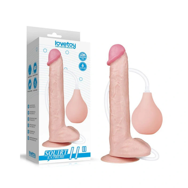 Ealistic Suction Cup Dildo With Squeezable Bulb - Nude - image 9