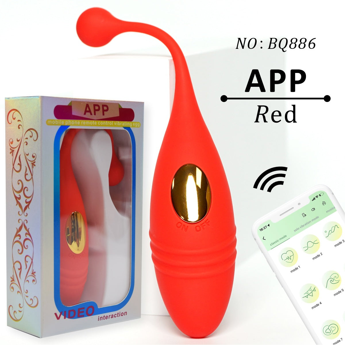 VibePulse Duo – Wireless Ribbed Egg Vibrator - Red - App Control - image 10
