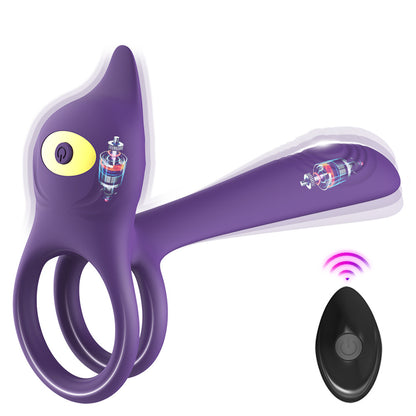 Vibrating Cock Ring Anal Plug G Spot Massager with Remote - Purple - image 5
