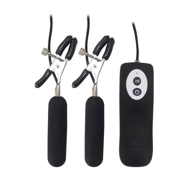 Adjustable Vibrating Nipple Clamps with 10 Modes – Intense Bullet Vibrator Clips for Women & Couples - Black - image 2