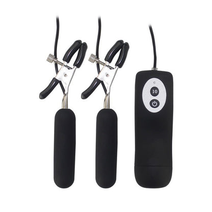 Adjustable Vibrating Nipple Clamps with 10 Modes – Intense Bullet Vibrator Clips for Women & Couples - Black - image 2