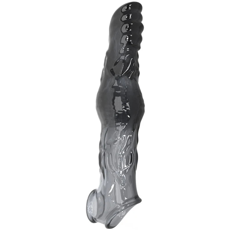 Penis Sleeve Extensions with Vibration - Black - image 5