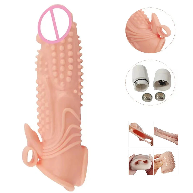 Penis Sleeve Extender Vibrator Dick Enlargement Delay Ejaculation - image 0